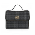 Waterproof Canvas Tote Bag — Black Houndstooth Pattern Shoulder Purse