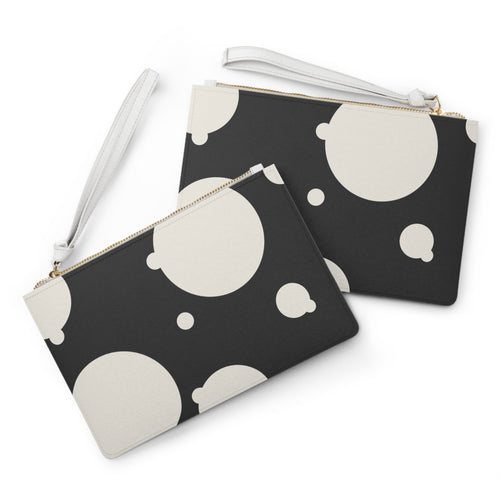 Dotted Clutch Bag — Minimal Black & Ivory Wristlet
