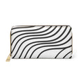 Zipper Wallet — Minimal Black & White Wave Pattern Leather Zip Wallet