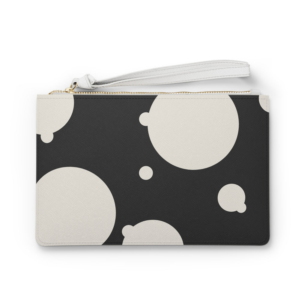 Dotted Clutch Bag — Minimal Black & Ivory Wristlet